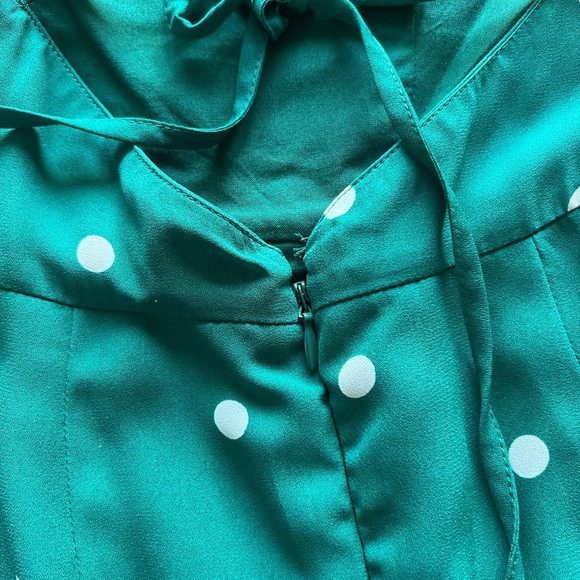 Abercrombie & Fitch Teal Polka Dot Midi Dress - Picture 4 of 7